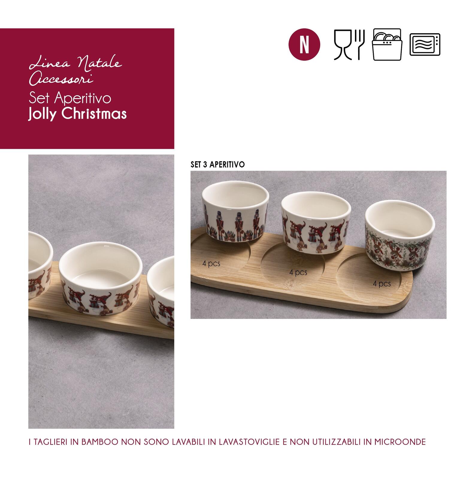 3-PIECE JOLLY CHRISTMAS APERITIF SET Tellini S.r.l. Wholesale Clothing